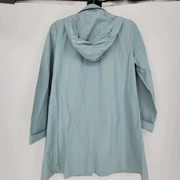 Eileen Fisher Petites Hidden Hood Rain Jacket lightweight blue size Xsmall - Picture 3 of 8